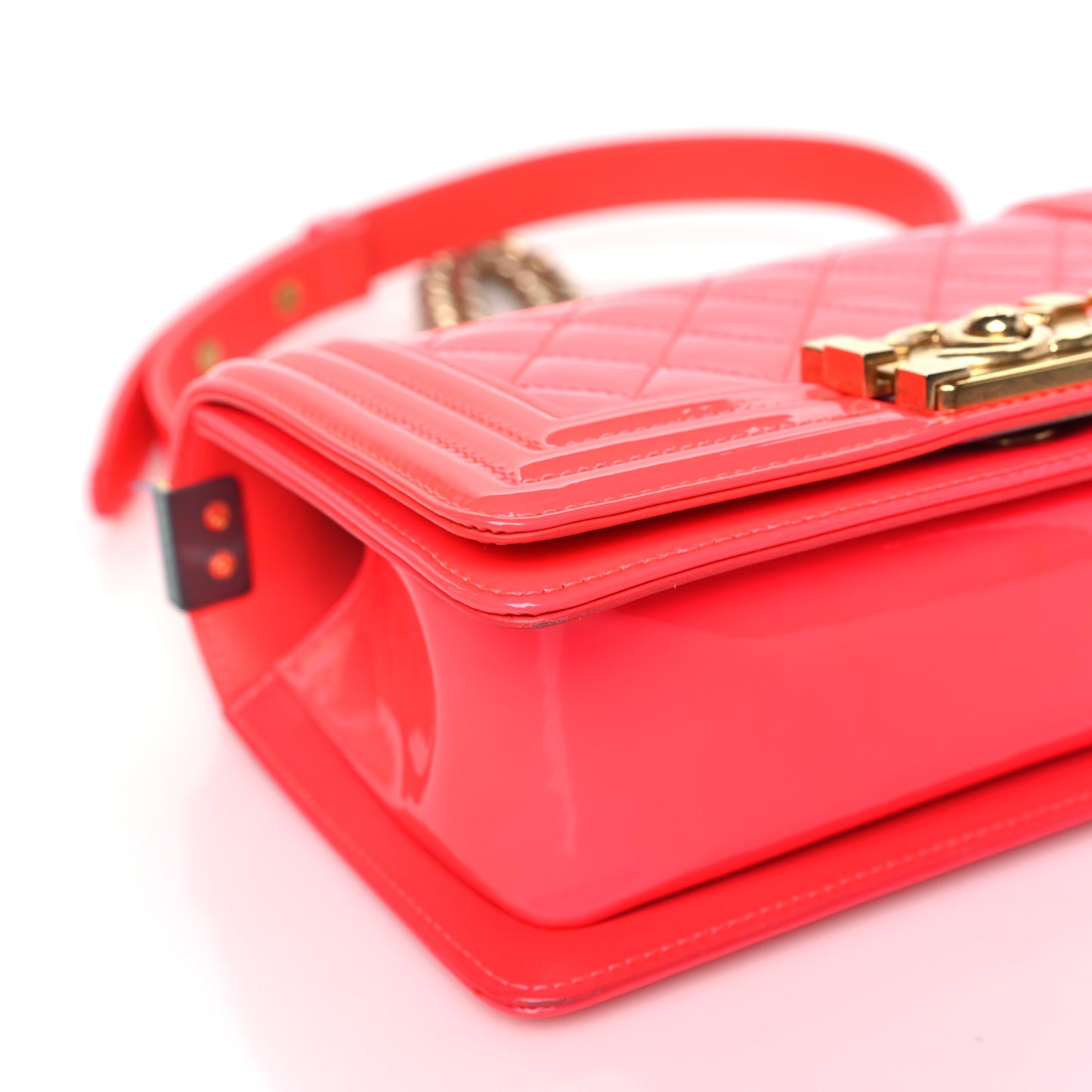 Patent Calfskin Quilted Small Boy Flap Pink