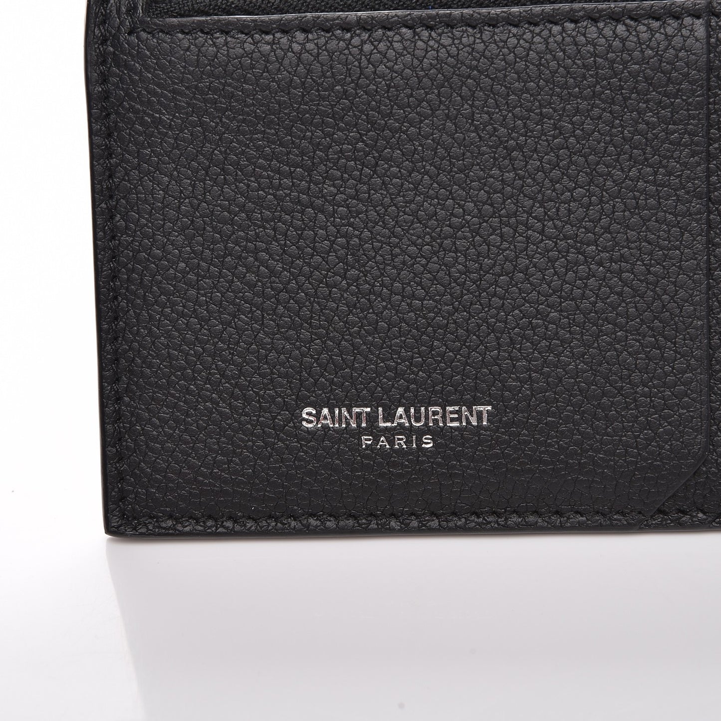 Grained Calfskin 5 Fragments Zip Pouch Card Holder Black