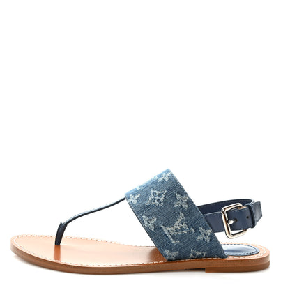 Louis Vuitton Monogram Denim Starboard Flat Thong Sandal 39 Blue 1 of 8
