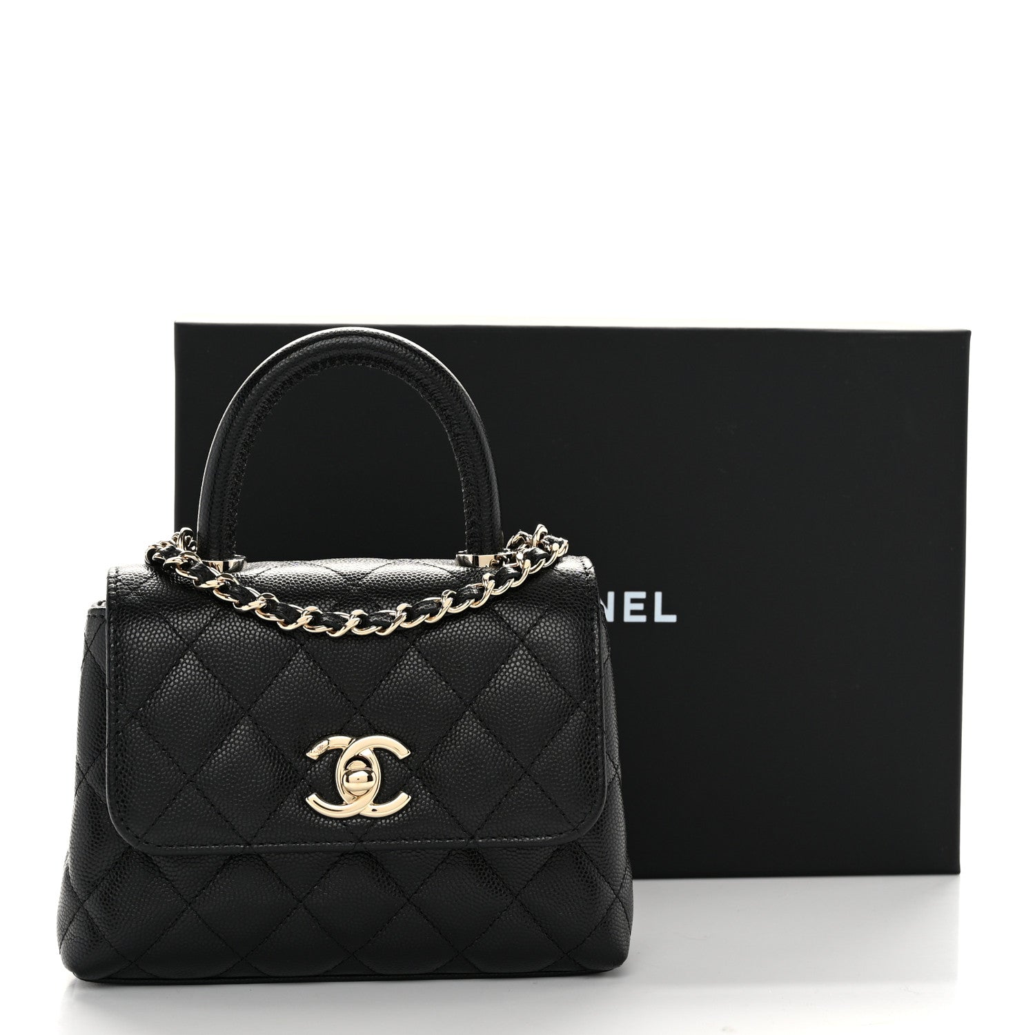 Chanel Caviar Quilted Coco Handle Clutch With Chain Black 11 of 11