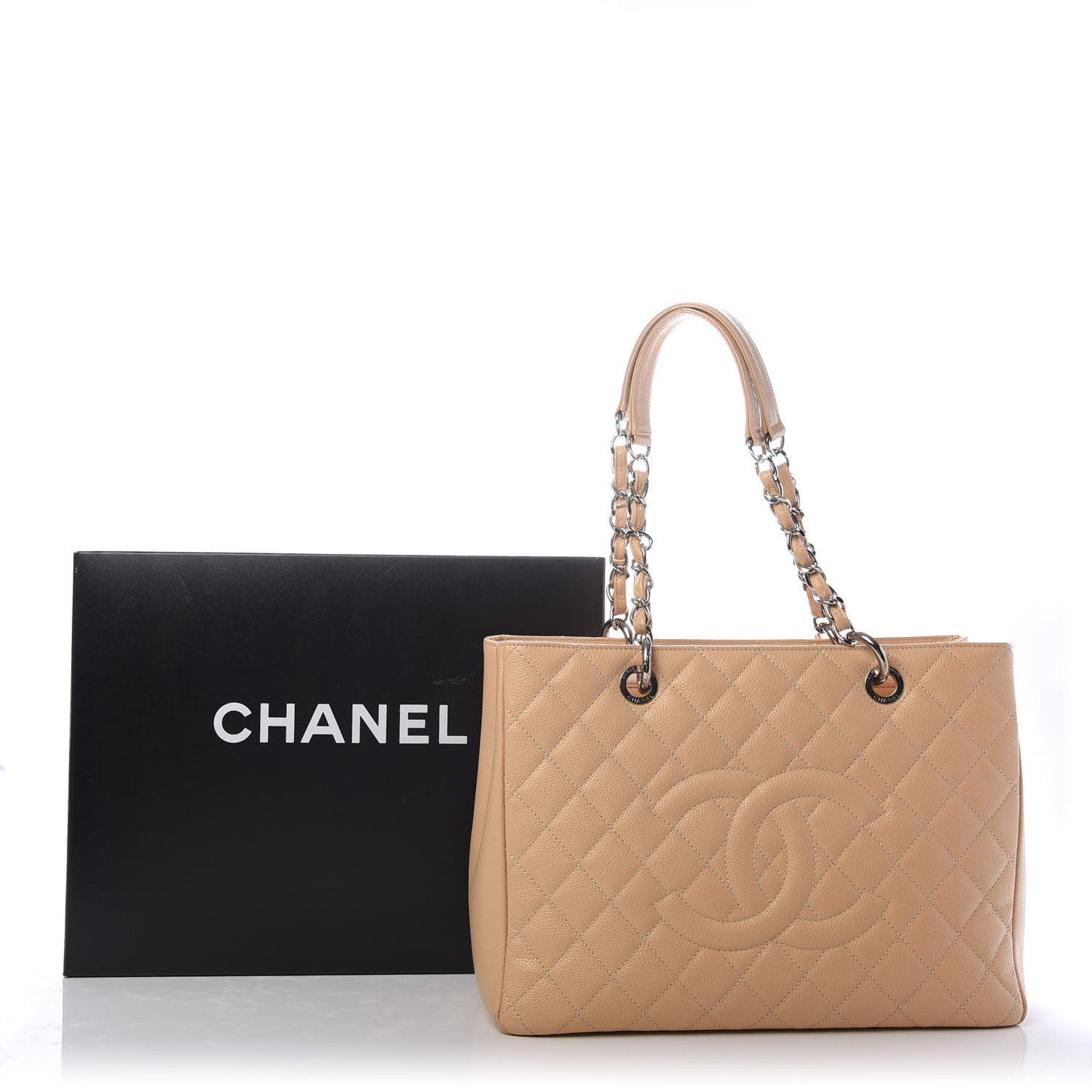 Caviar Quilted Grand Shopping Tote GST Beige