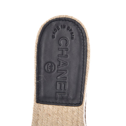 Chanel Lambskin CC Espadrille Slip On Sandals 36 Black 7 of 9