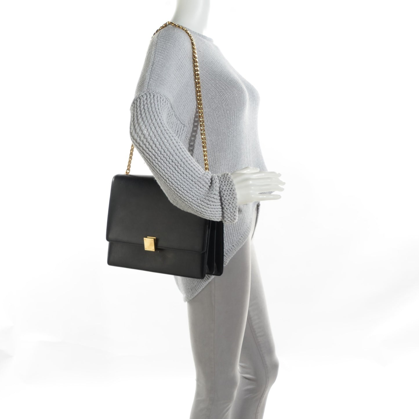 Smooth Calfskin Large Case Chain Flap Black