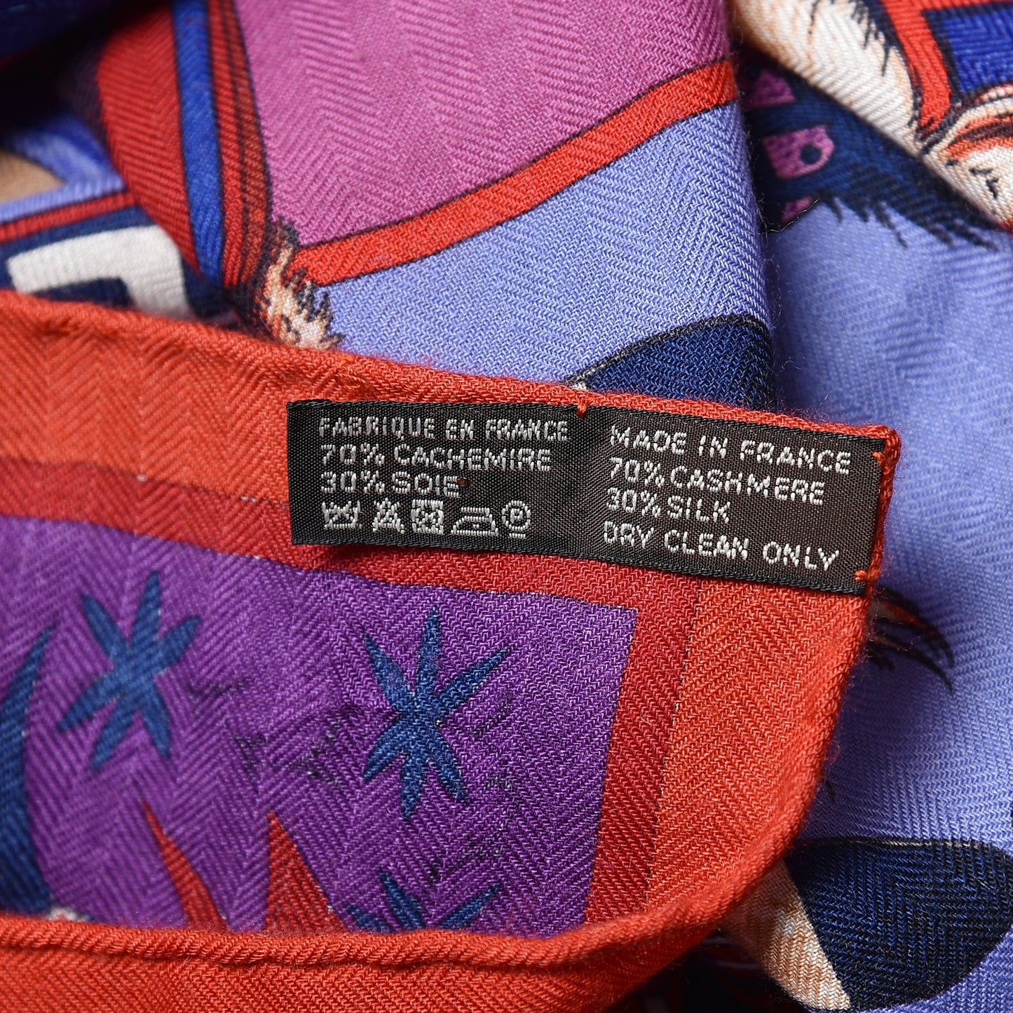 Cashmere Silk Kachinas Shawl 140 Rouge Bleu Parme