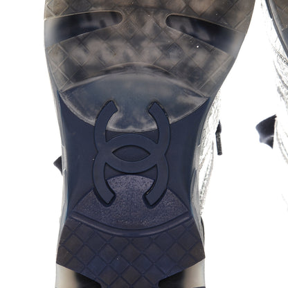 Chanel Metallic Crackled Calfskin CC Sneakers 40 Silver 7 of 9