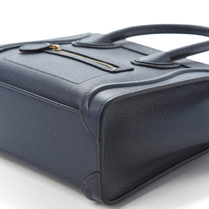 Celine Drummed Calfskin Nano Luggage Navy Blue 7 of 9