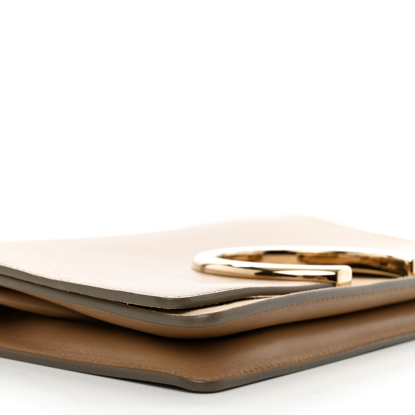 Calfskin Suede Gabrielle Clutch Cream Chestnut