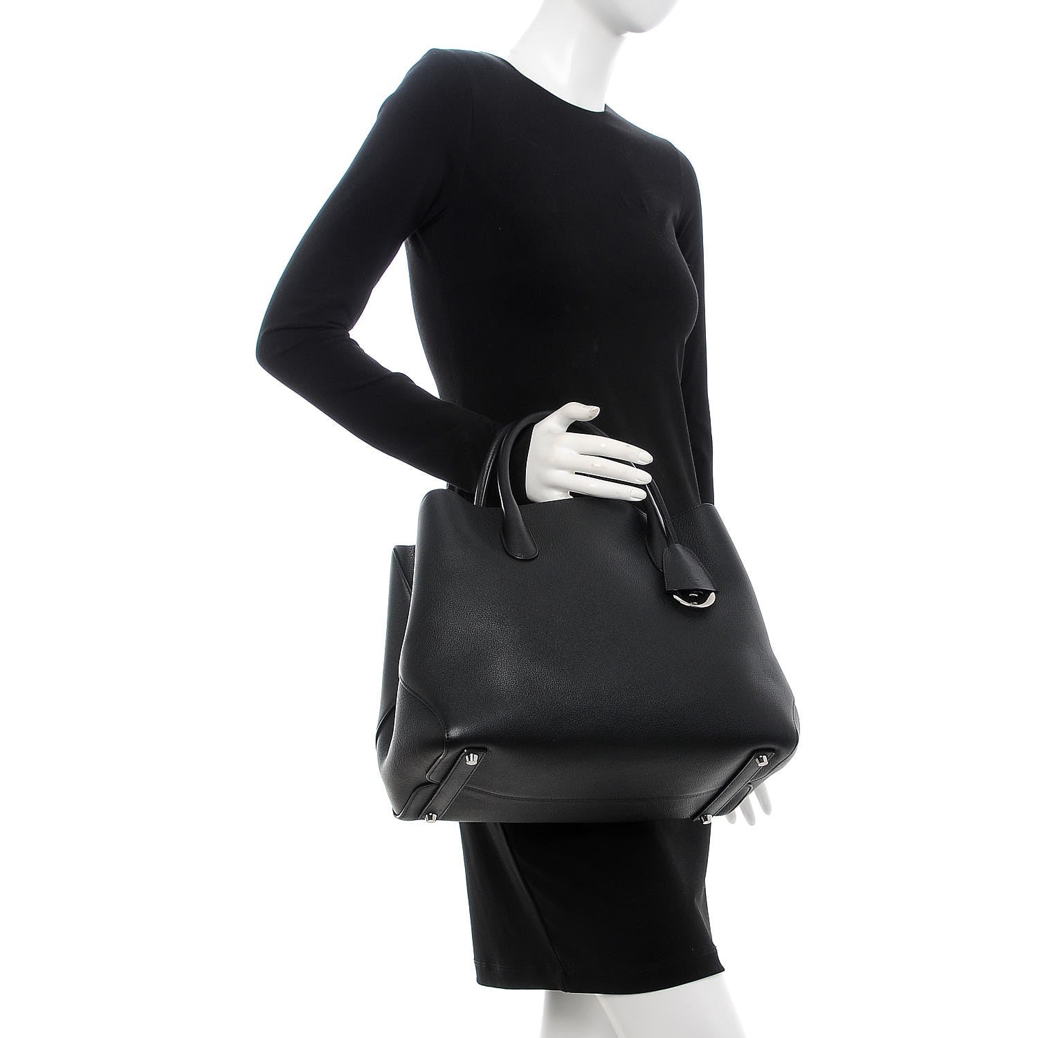 Christian Dior Supple Grained Calfskin Large Open Bar Tote Black 2 of 7