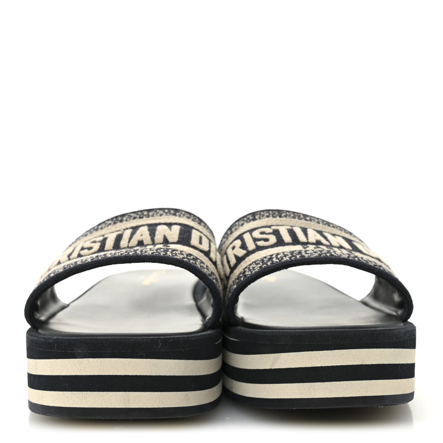 Canvas Embroidered D-Way Platform Sandals 39.5 Deep Blue