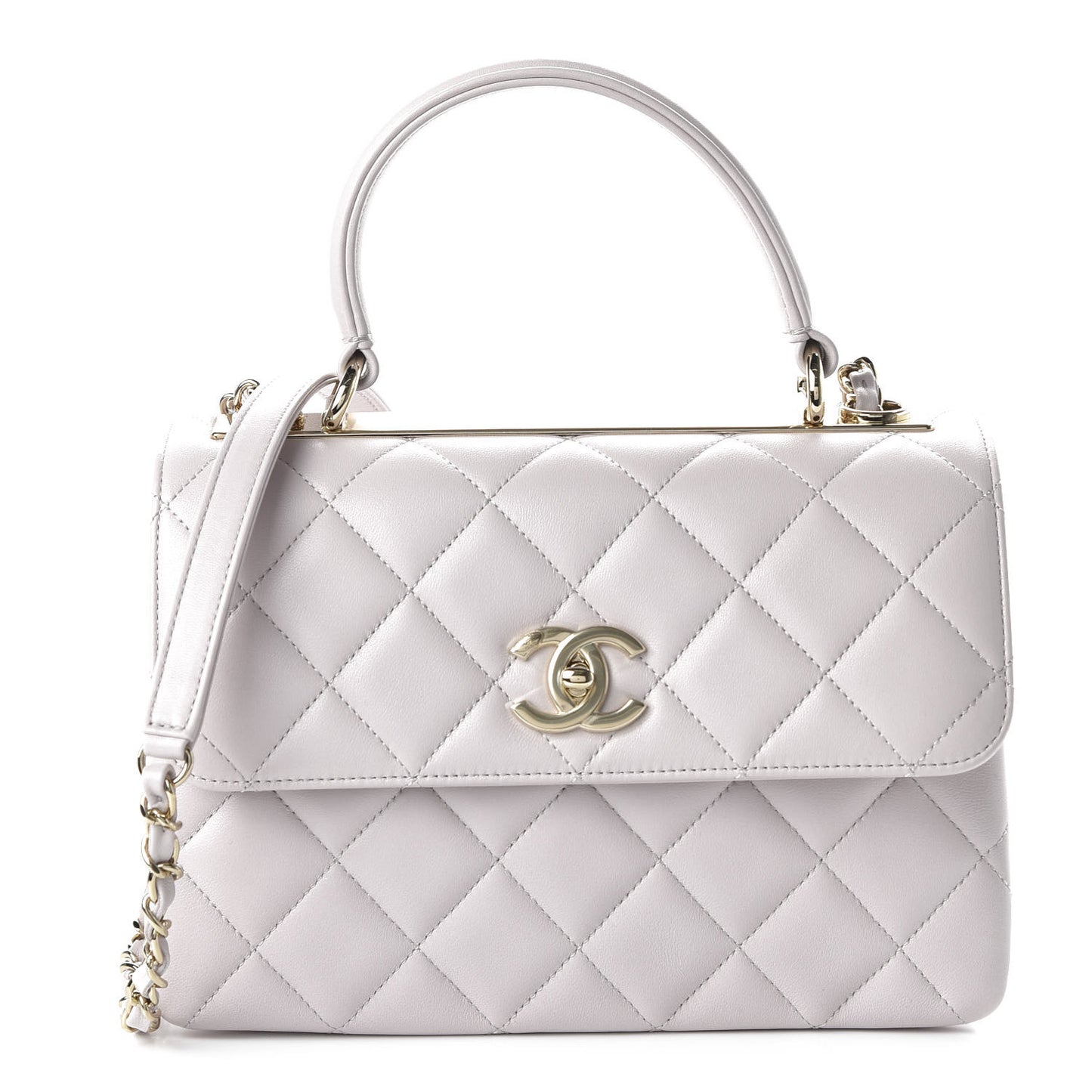 Lambskin Quilted Small Trendy CC Flap Dual Handle Bag Lilas Lilac