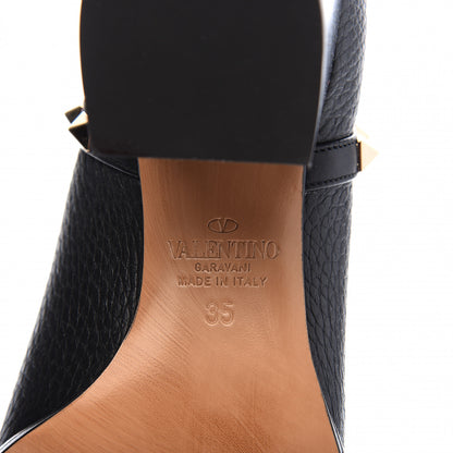 Valentino Garavani Pebbled Calfskin Rockstud Ankle Booties 35 Black 8 of 10