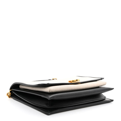 Salvatore Ferragamo Calfskin Canvas Trifolio Crossbody Bag Black 4 of 13