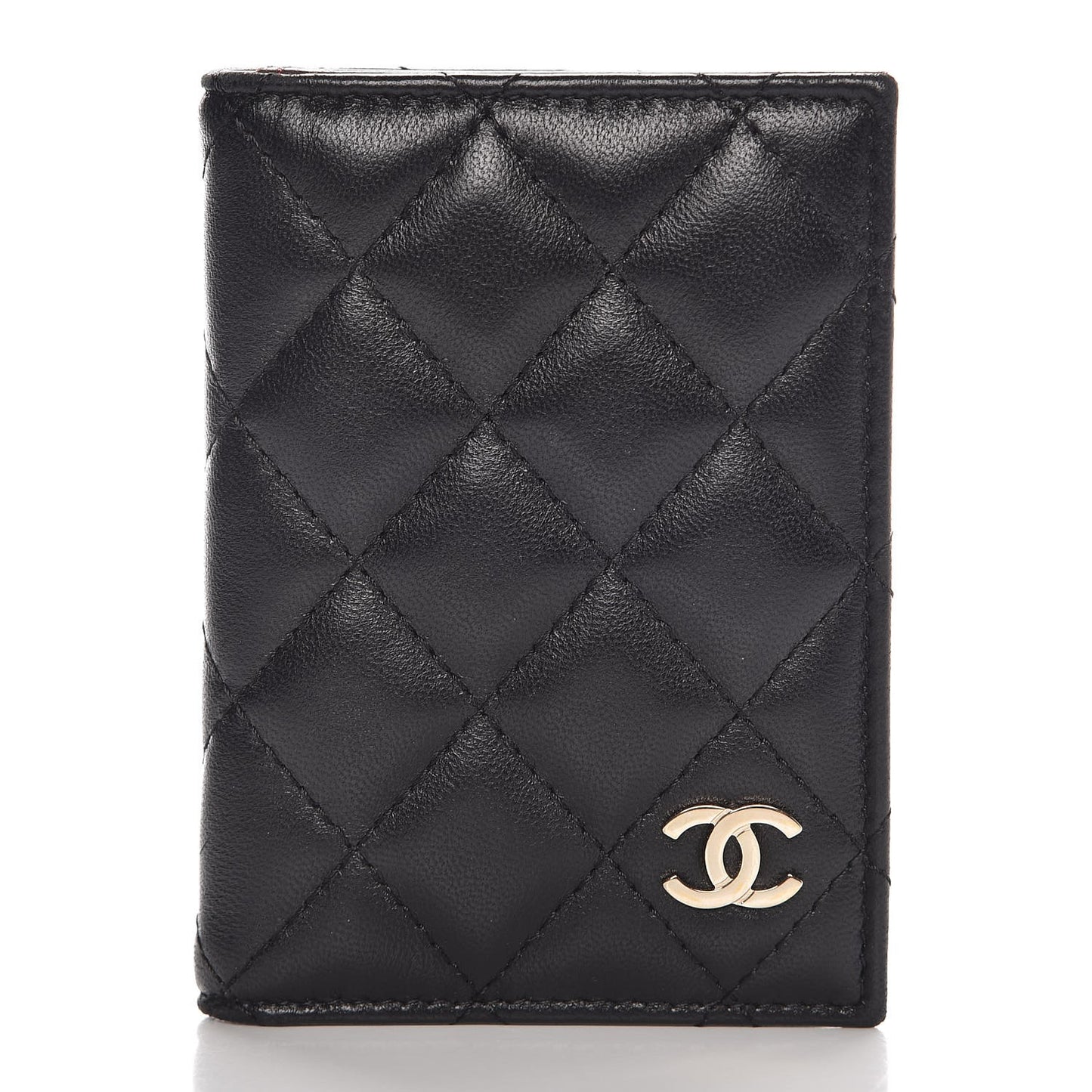 Lambskin Quilted Card Holder Wallet Black