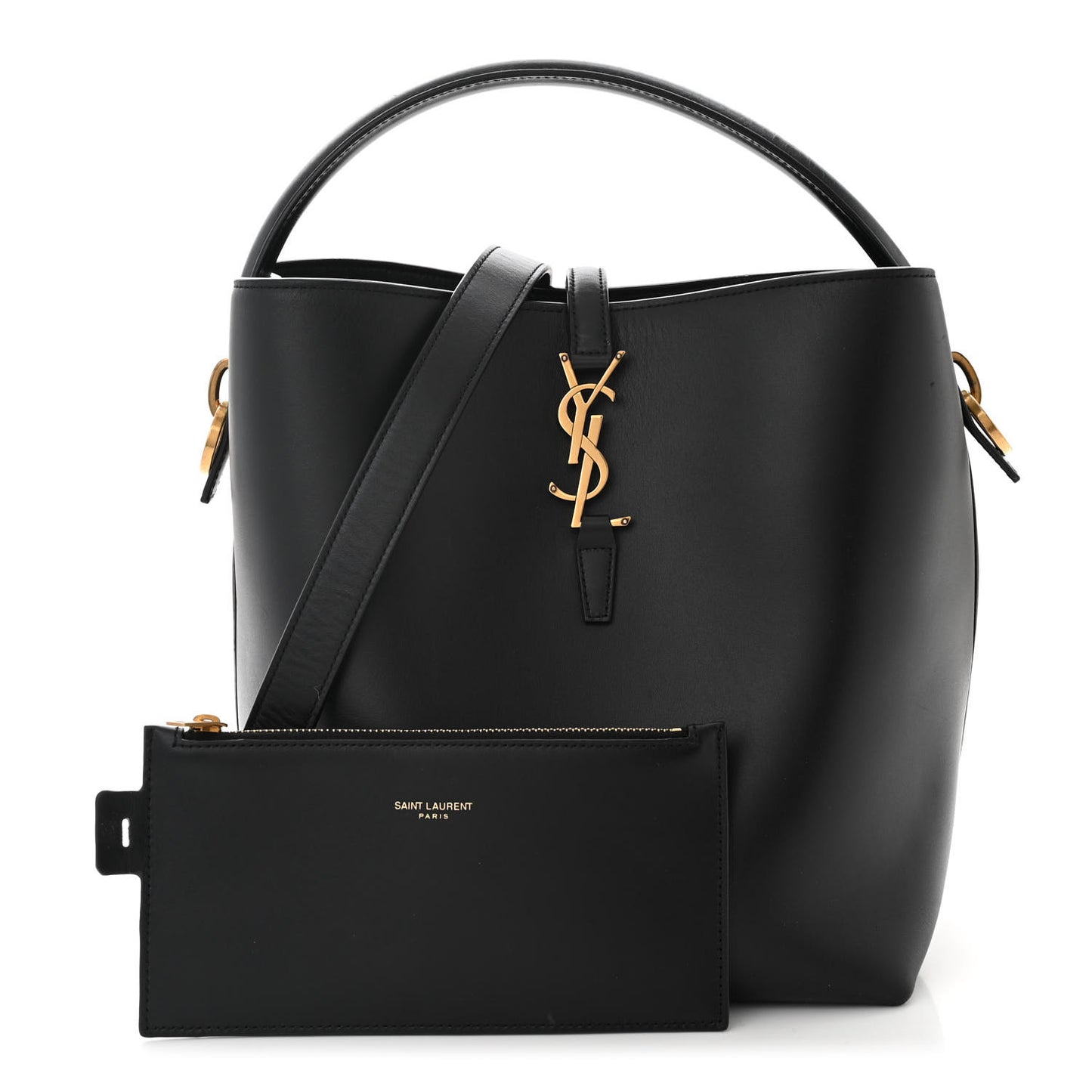 Smooth Shiny Calfskin Monogram Le 37 Bucket Bag Black