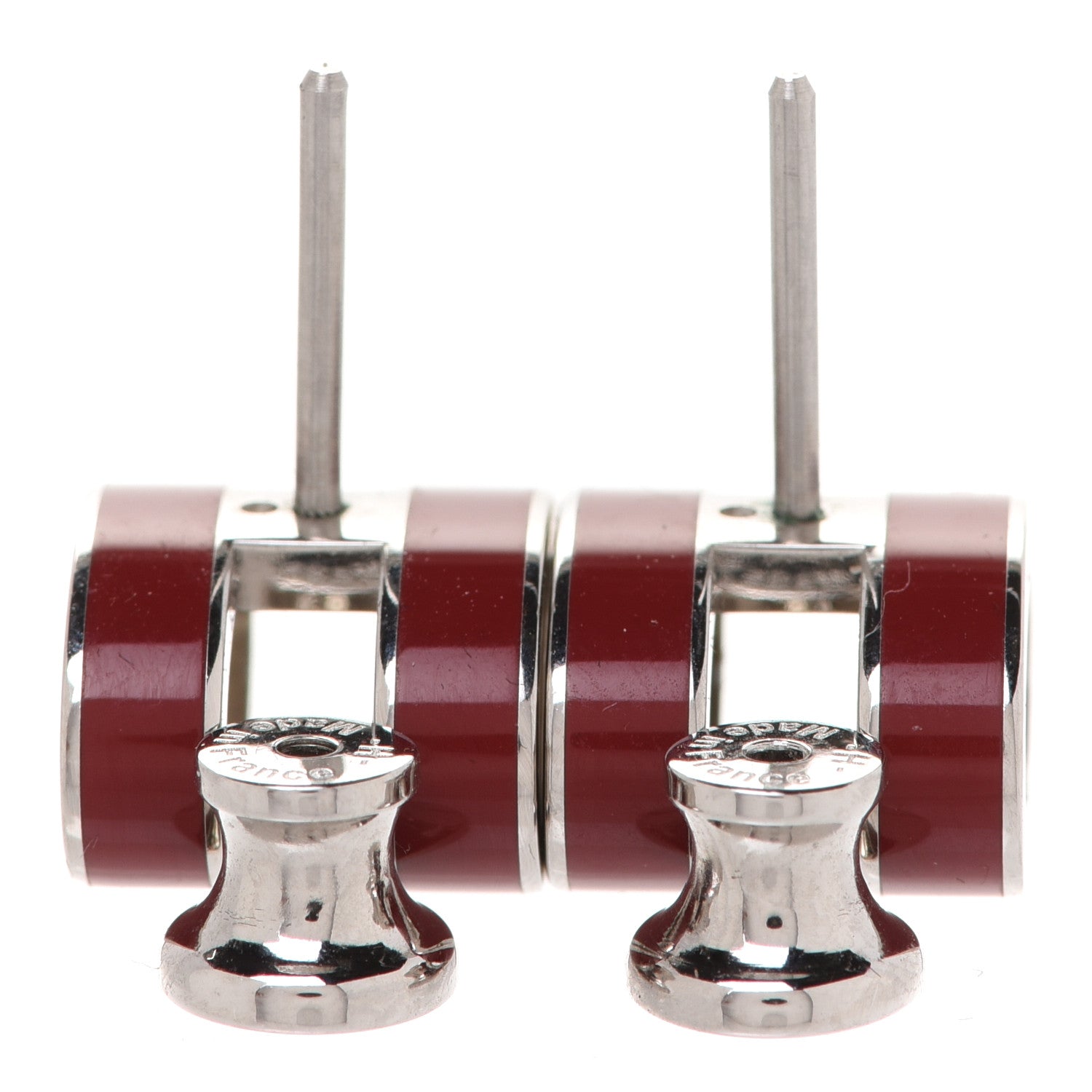 Hermes Palladium Lacquered Pop H Earrings Rouge H 3 of 5