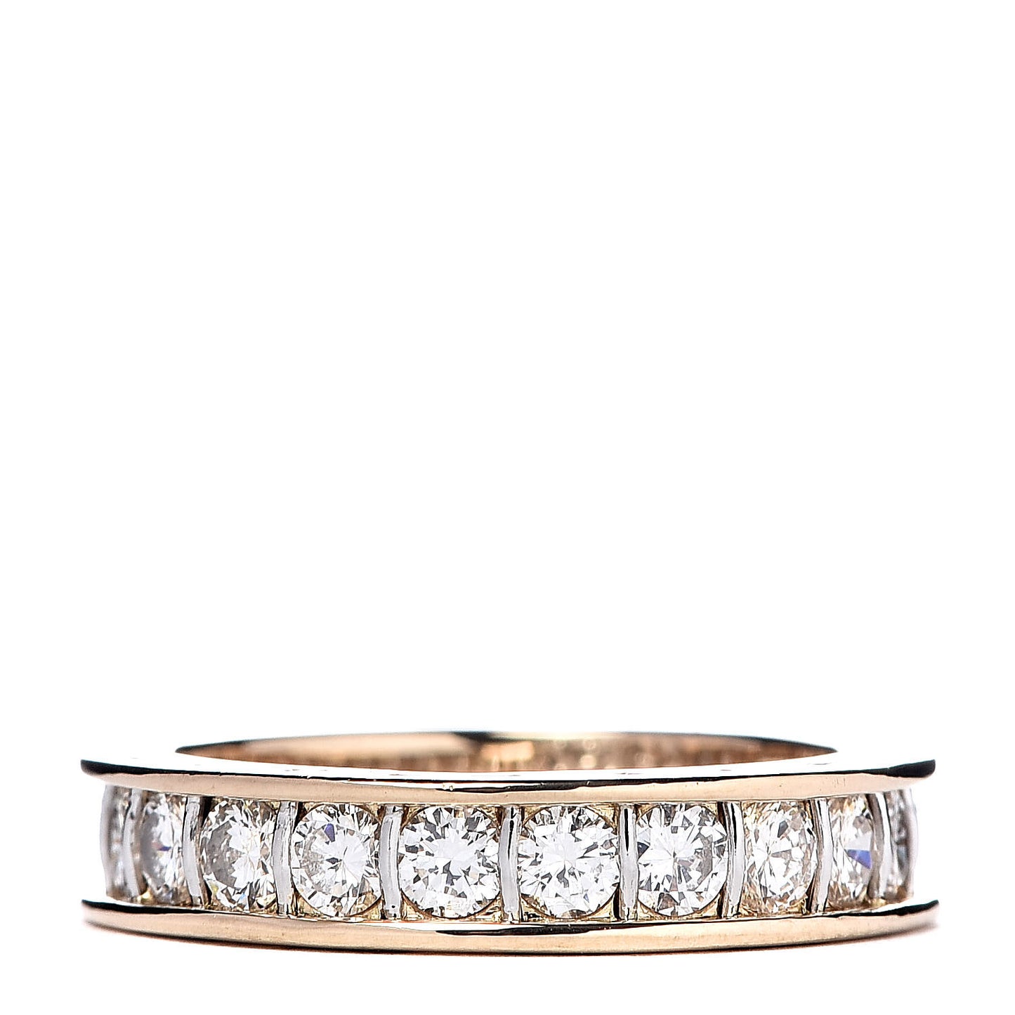 18K Yellow White Gold Diamond 4mm Ballerine Wedding Band Ring 49 4.75