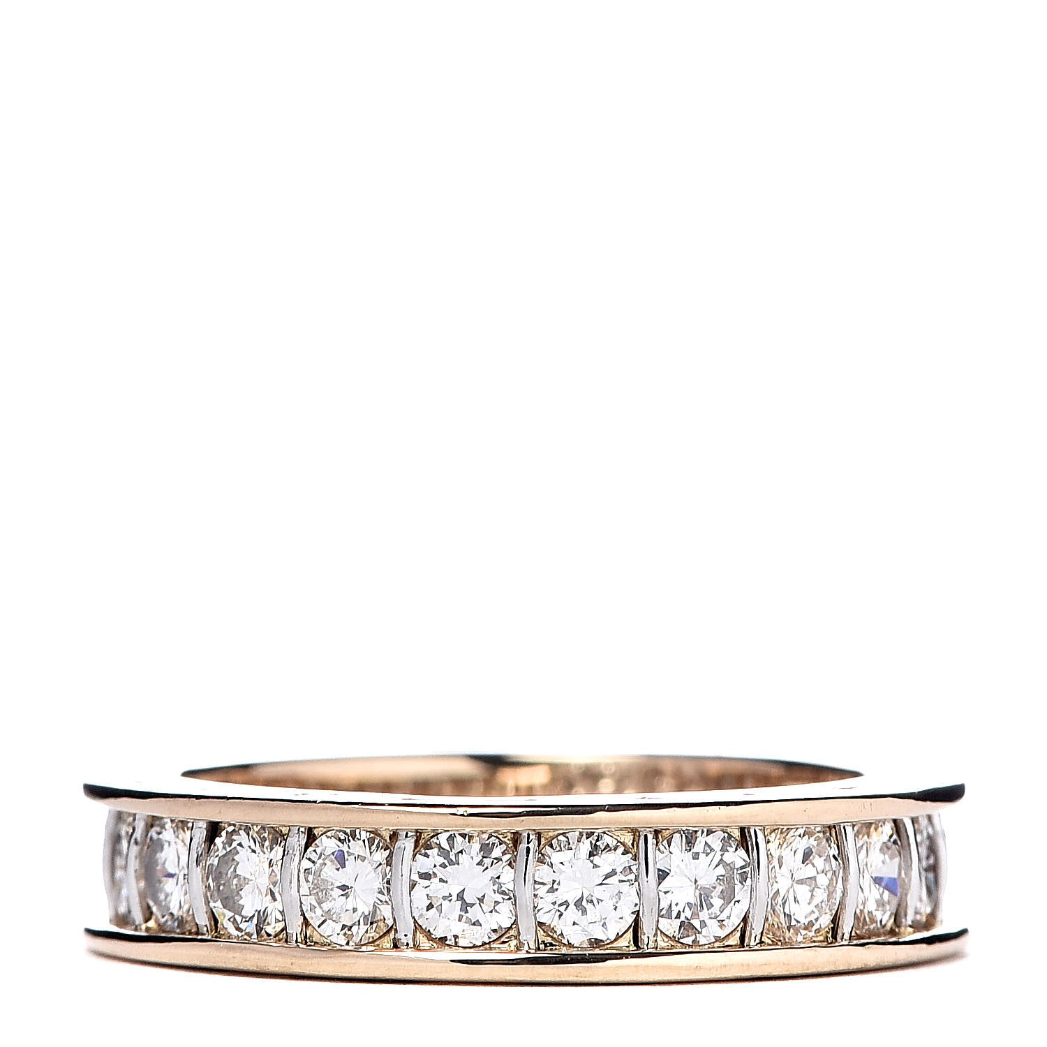 Cartier 18K Yellow White Gold Diamond 4mm Ballerine Wedding Band Ring 49 4.75 1 of 6