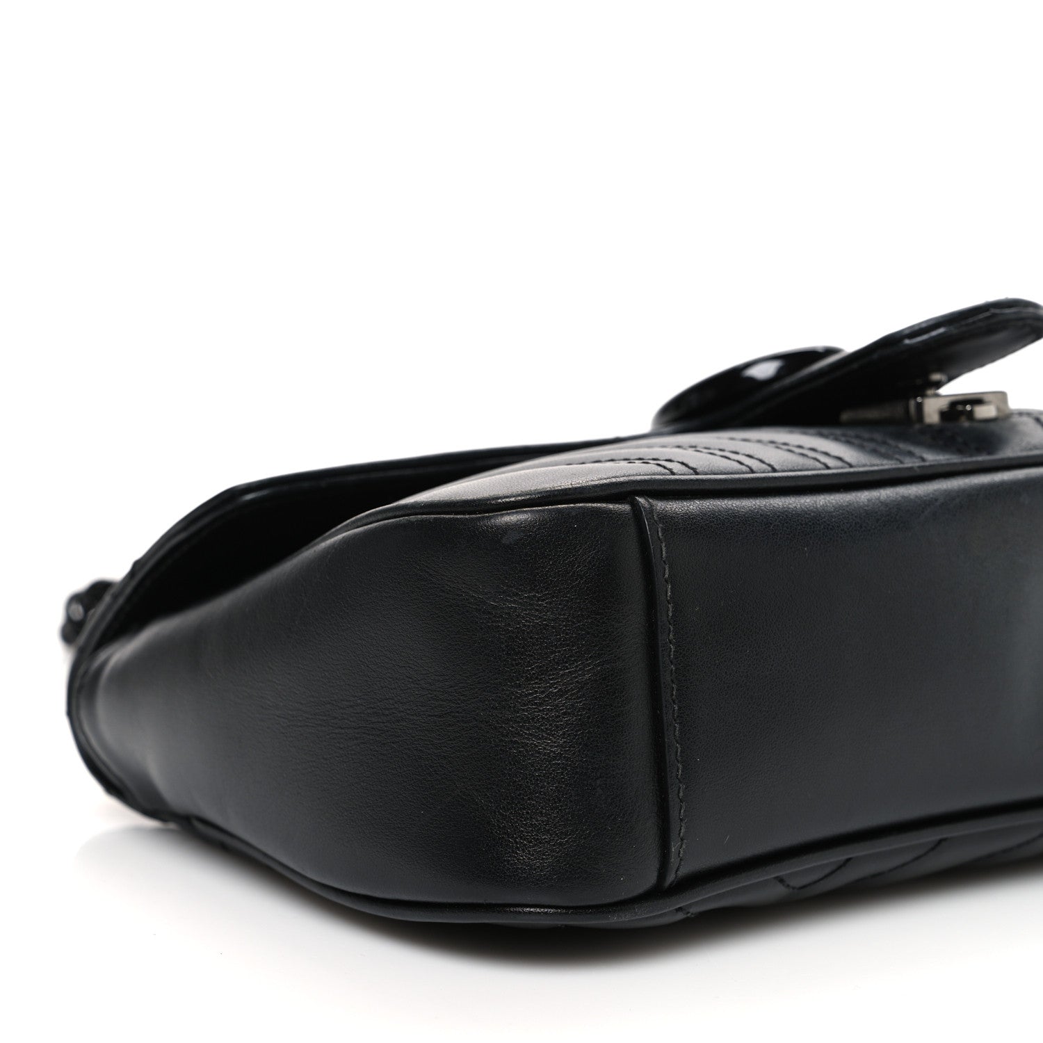 Gucci Calfskin Matelasse Monochrome Small GG Marmont Shoulder Bag Black 9 of 12