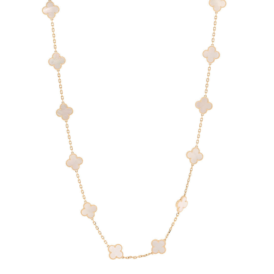 Van Cleef & Arpels 18K Yellow Gold Mother of Pearl 20 Motifs Vintage Alhambra Necklace 1 of 6