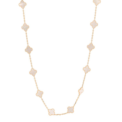 Van Cleef & Arpels 18K Yellow Gold Mother of Pearl 20 Motifs Vintage Alhambra Necklace 1 of 6