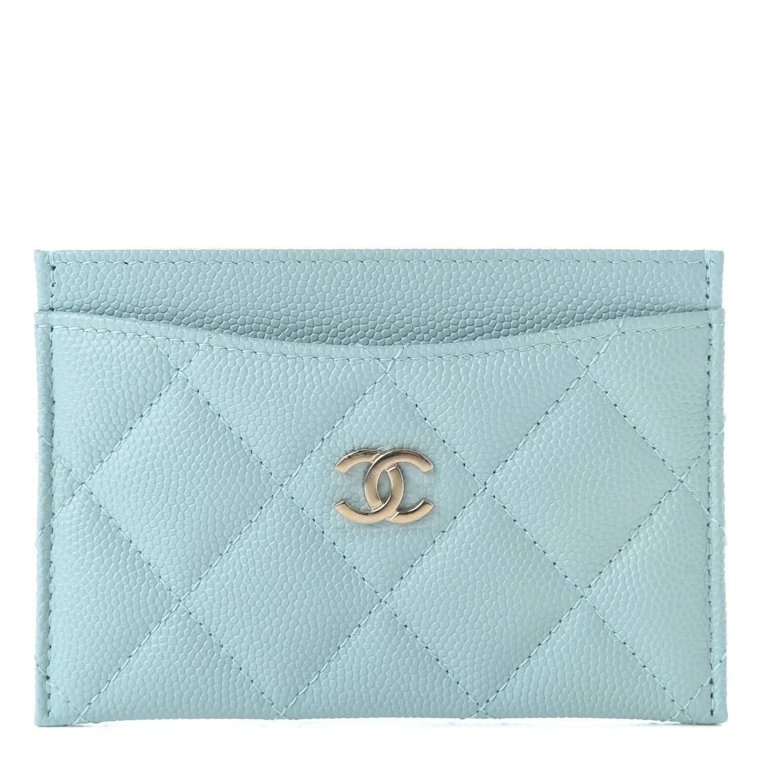 Chanel Caviar Quilted Card Holder Light Blue 1 of 8