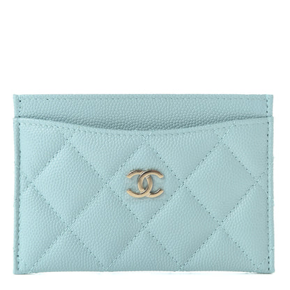 Chanel Caviar Quilted Card Holder Light Blue 1 of 8