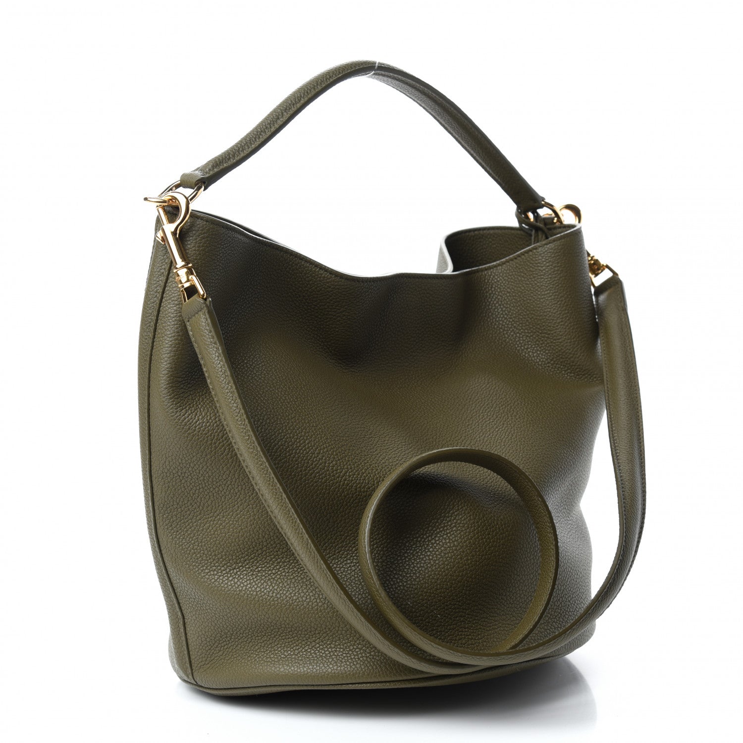 Celine Supple Grained Calfskin Bucket 16 Bag Dark Olive 3 of 10