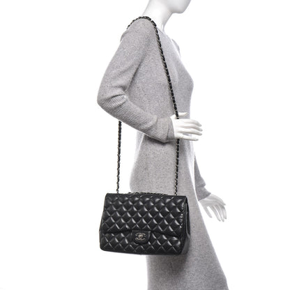 Chanel Lambskin Quilted Jumbo Single Flap Black 2 of 8