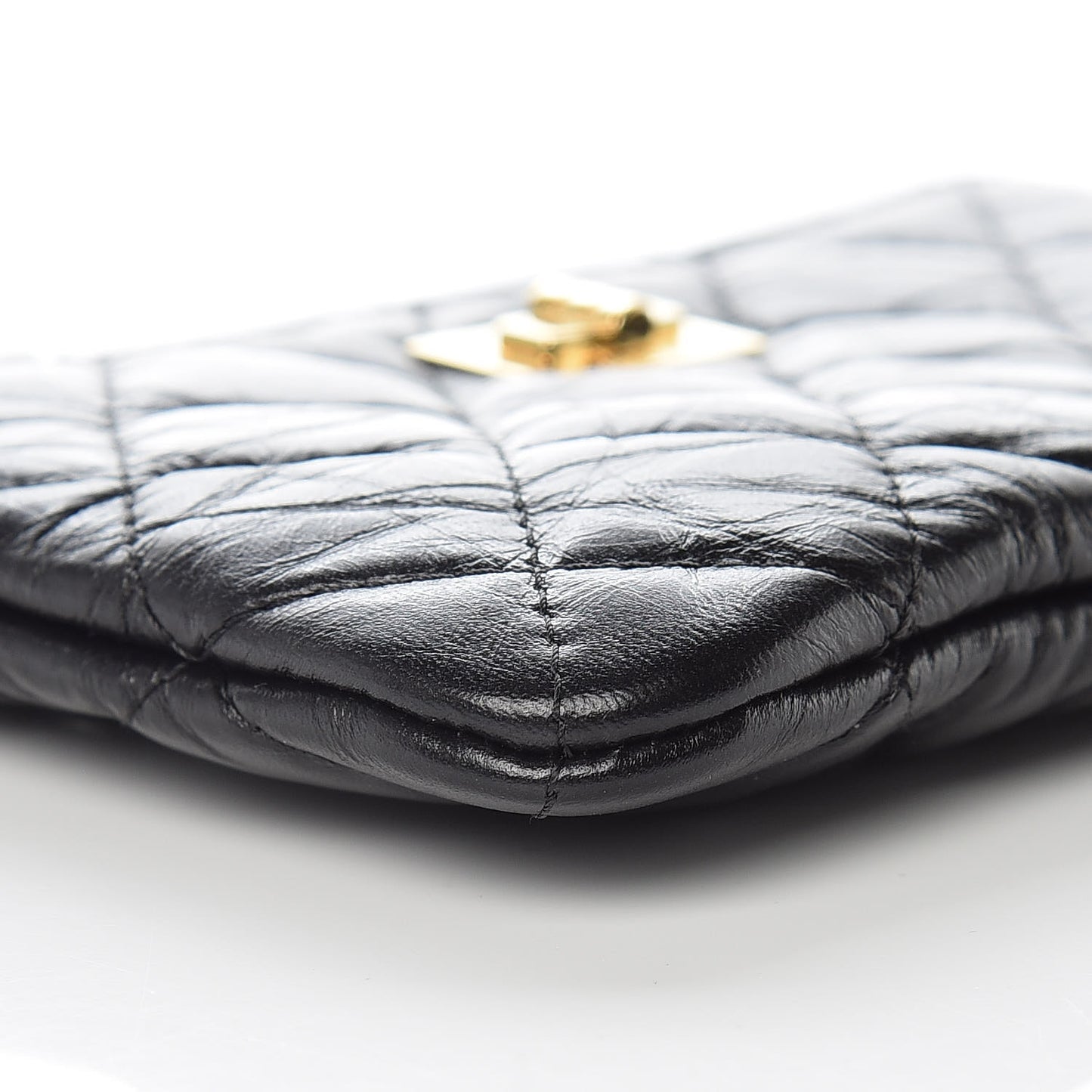 Aged Calfskin Quilted Small Reissue Cosmetic Case Black