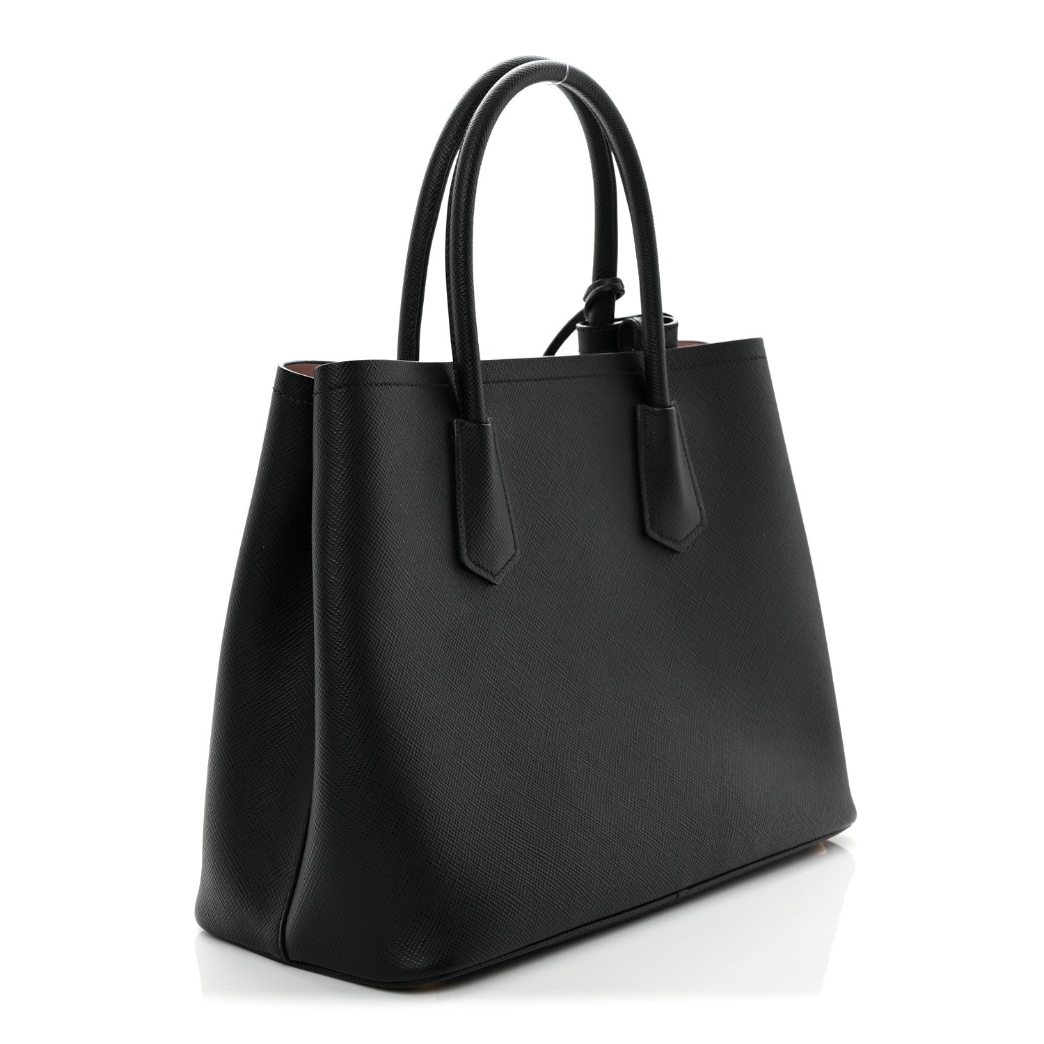 Prada Saffiano Cuir Medium Double Bag Black Mughetto 3 of 12