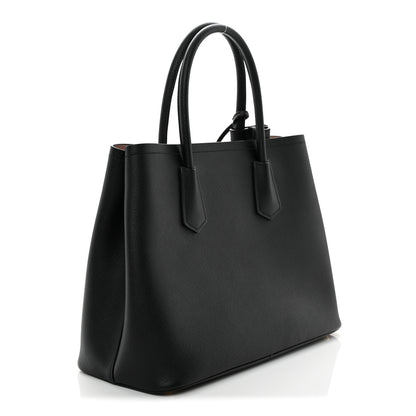 Prada Saffiano Cuir Medium Double Bag Black Mughetto 3 of 12