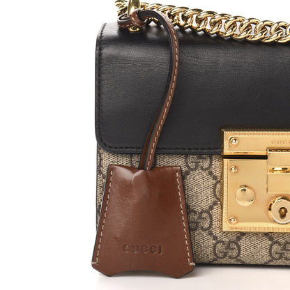 Gucci GG Supreme Monogram Calfskin Small Padlock Shoulder Bag Beige Black Cuir 13 of 15