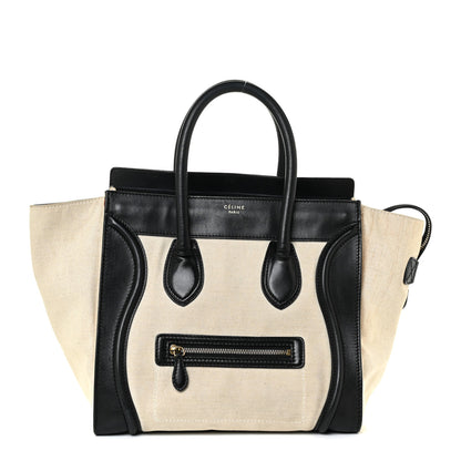 Celine Natural Canvas Smooth Calfskin Mini Luggage Cream 1 of 34