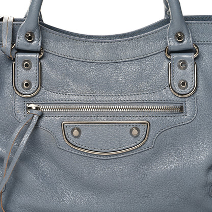 Balenciaga Chevre Silver Metallic Edge Hardware City Bleu Acier 9 of 14