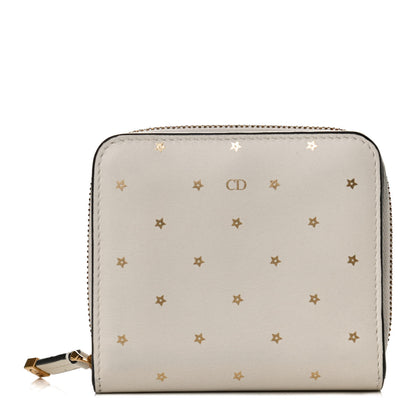 Christian Dior Calfskin Stars Voyageur French Wallet White Gold 1 of 9