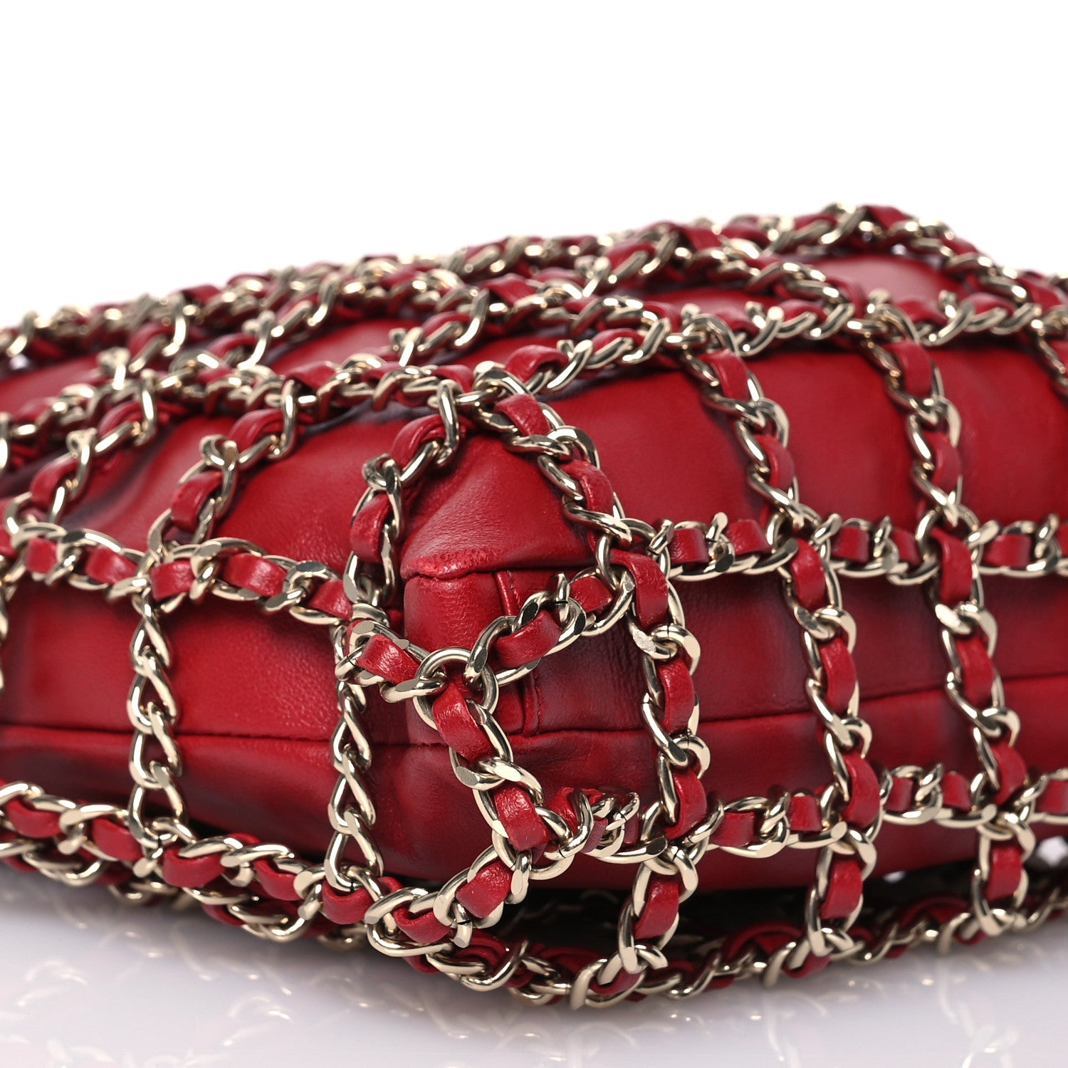Chanel Lambskin Large Shopping Chain Tote Red 9 of 14