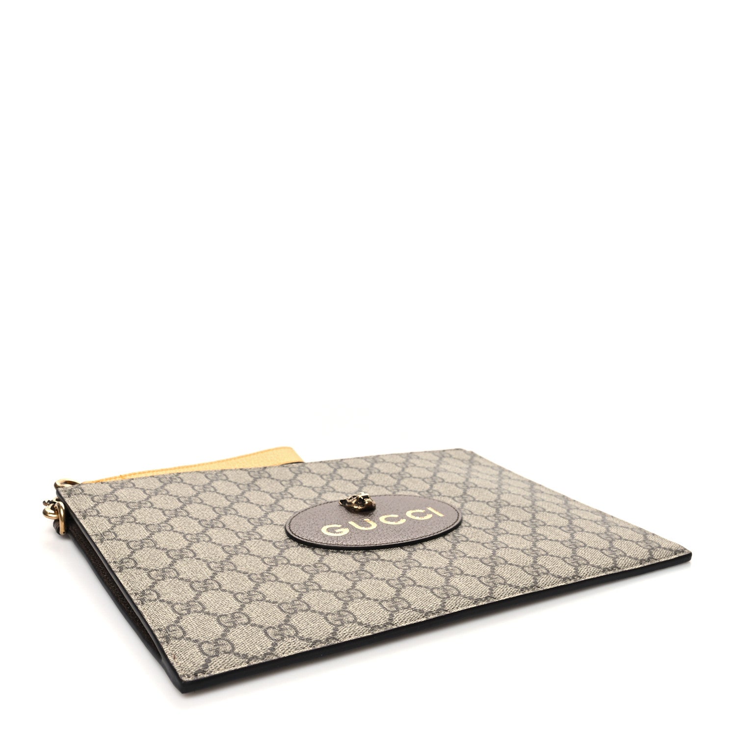 Gucci GG Supreme Monogram Neo Vintage Zip Wristlet Pouch Beige New Acero Crop 4 of 11