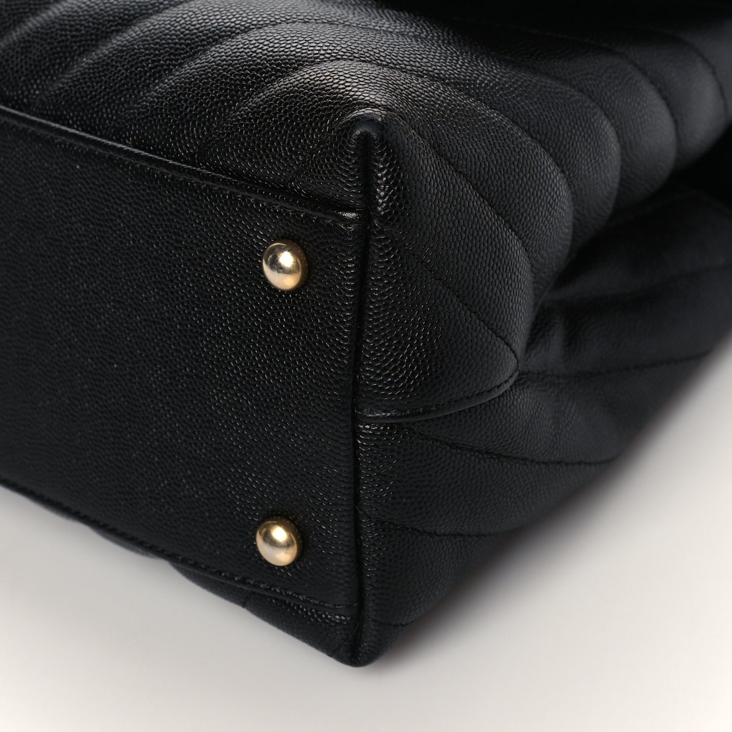 Caviar Chevron Quilted Small Coco Handle Flap Black