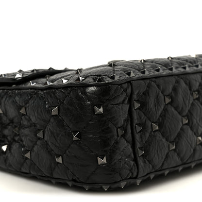 Valentino Garavani Craquele Nappa Medium Rockstud Spike Shoulder Bag Black 9 of 10
