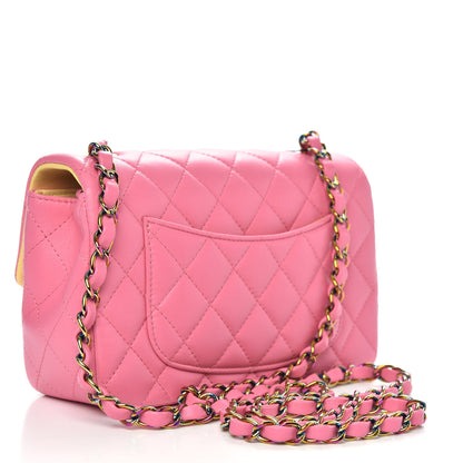 Chanel Lambskin Quilted Mini Rectangular Flap Pink Yellow 3 of 11