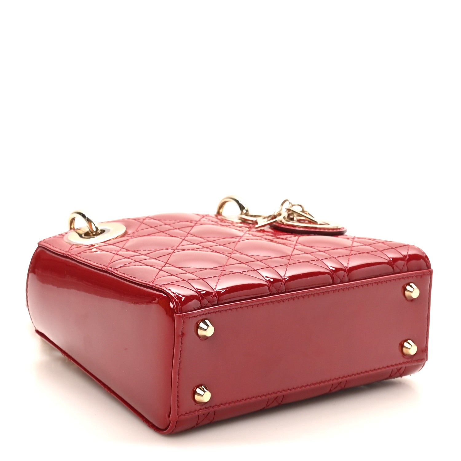 Christian Dior Patent Cannage Mini Lady Dior Red 4 of 9