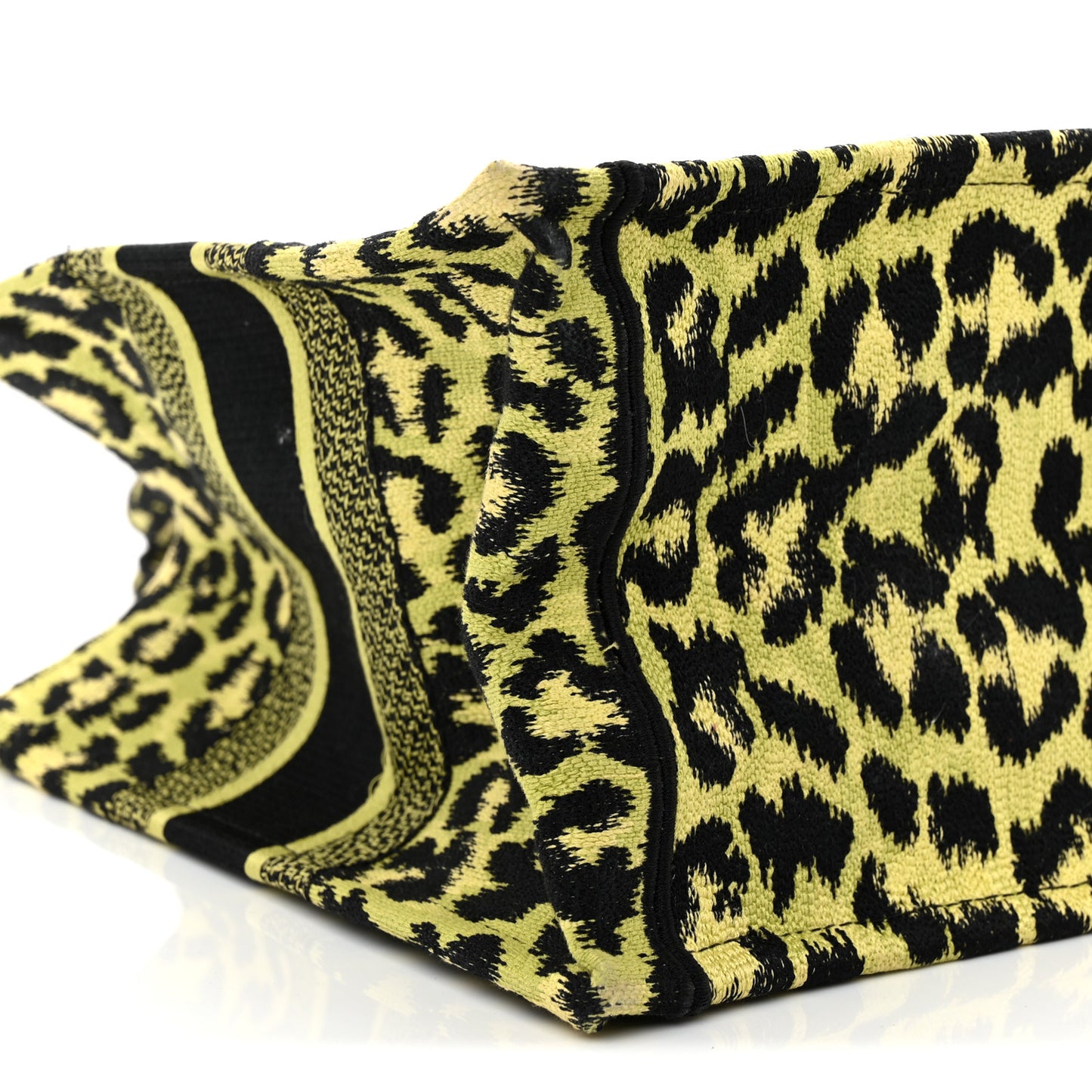 Canvas Mizza Embroidered Medium Leopard Book Tote Lime Pop