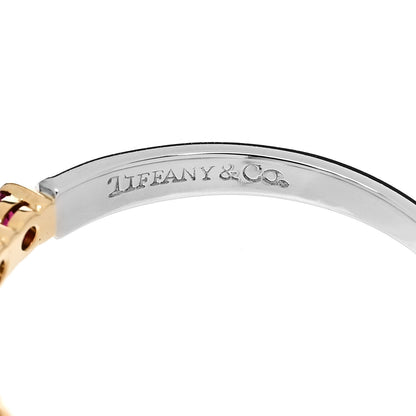 Tiffany Platinum 18K Yellow Gold Diamond Ruby Embrace Half Circle Ring 51 5.75 5 of 5
