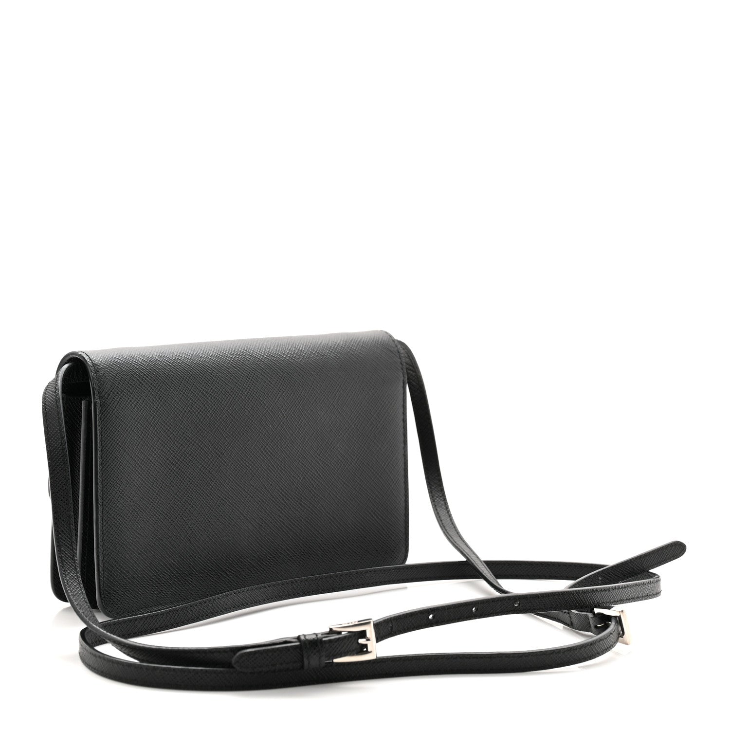 Prada Saffiano Metal Flap Wallet With Strap Black 8 of 17