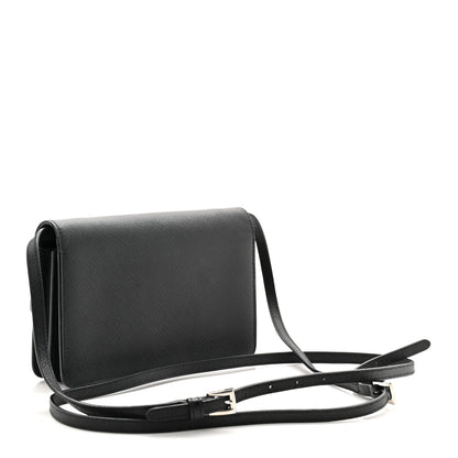 Prada Saffiano Metal Flap Wallet With Strap Black 8 of 17