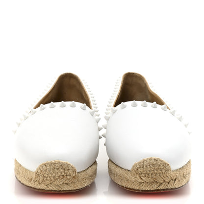 Christian Louboutin Calfskin Spikes Ares Flat Espadrilles 38 White 3 of 9
