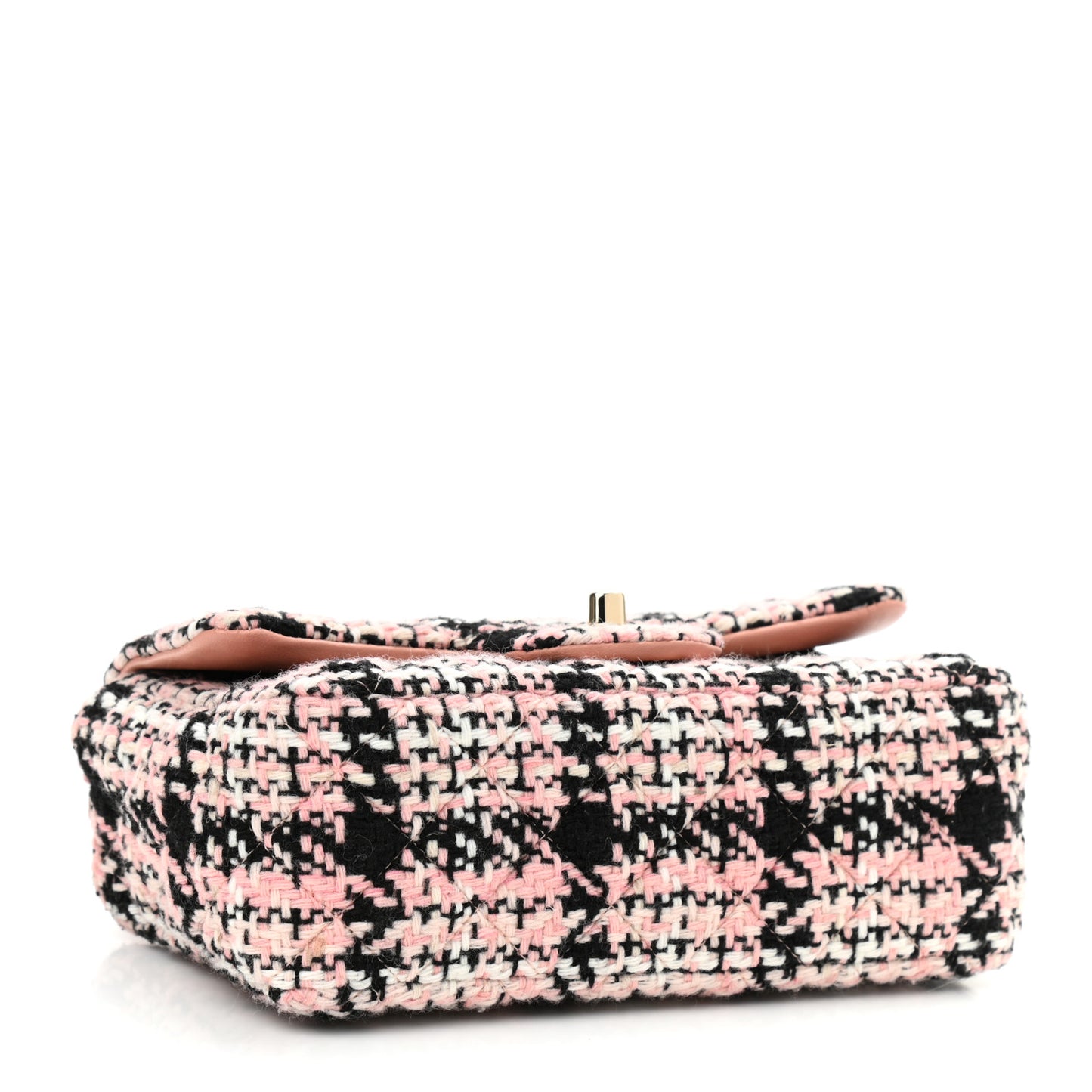 Tweed Quilted Mini Rectangular Flap Pink Black White