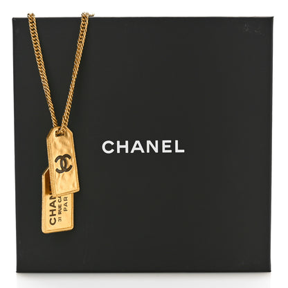 Chanel ID Dog Tag Charm Necklace Gold 6 of 6