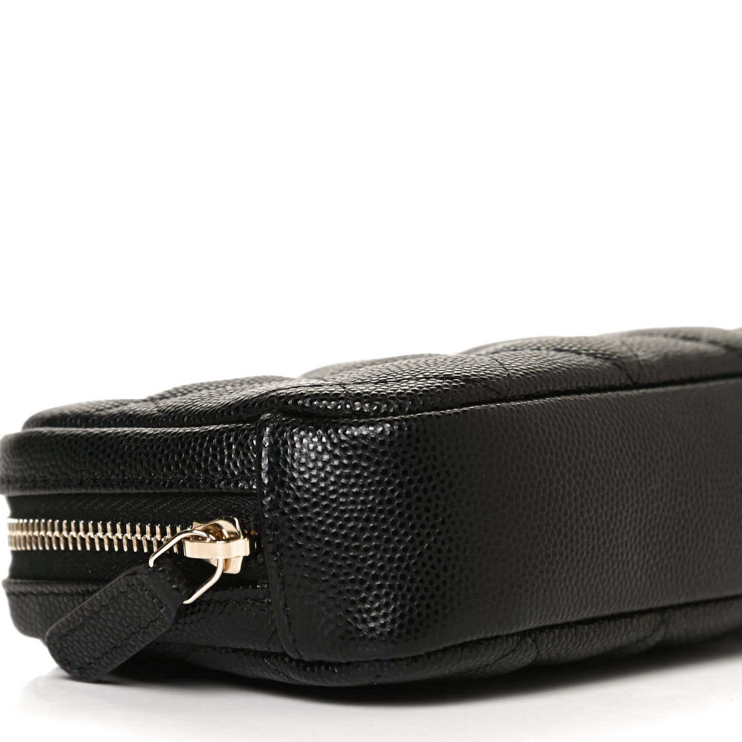 Caviar Quilted Small Curvy Pouch Cosmetic Case Black