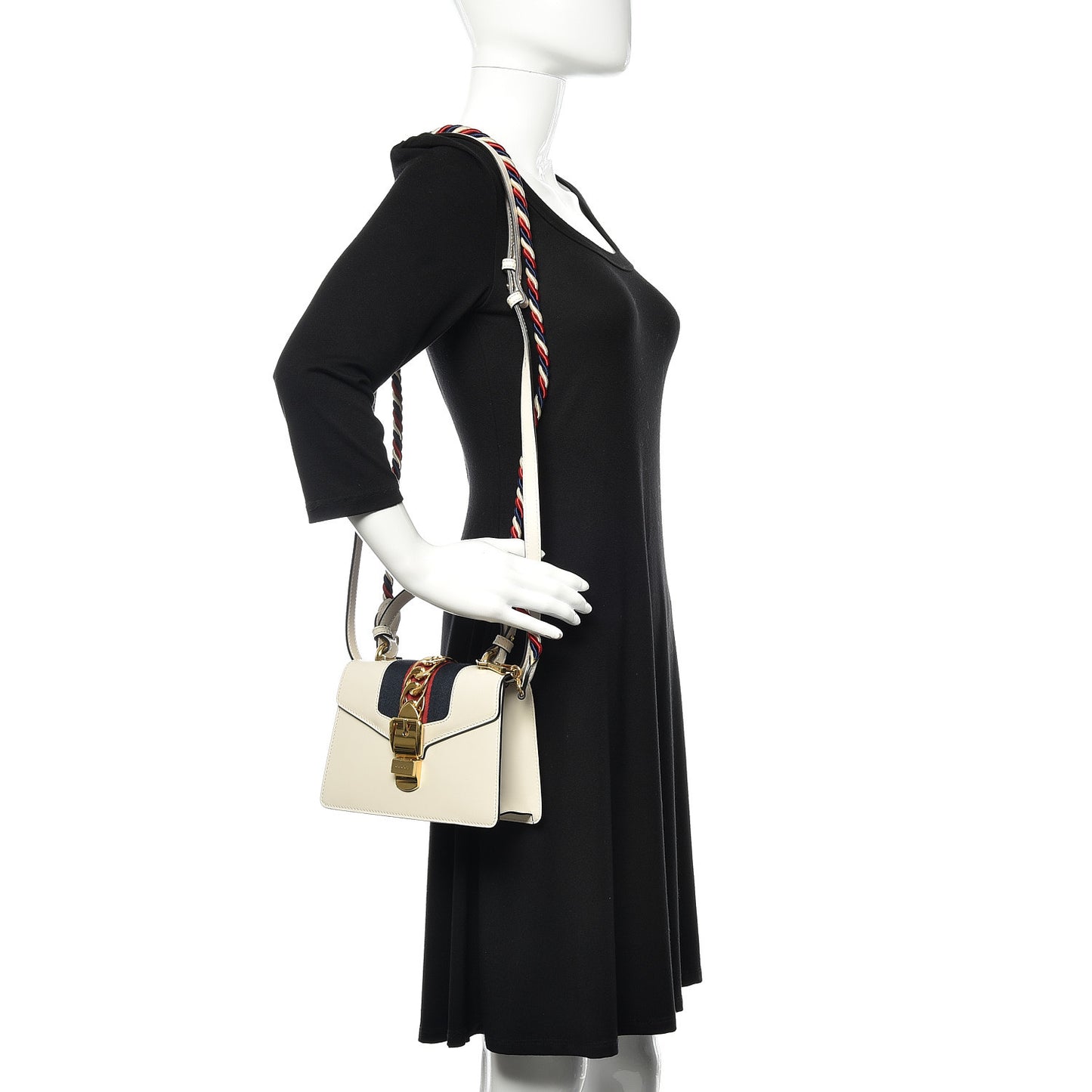 Calfskin Mini Sylvie Top Handle Bag White